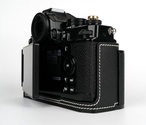 【UCHMYD】 Handmade Genuine Leather Camera Half Case for Nikon ZF/Nikon ZF Case - Top Layer Cowhide Body + Metal Base Plate + Hand Shank Design (Black) in Saudi Arabia