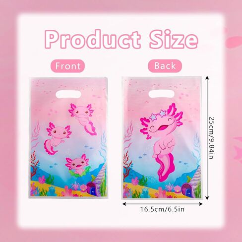 Tinoaly 50pcs Axolotl Party Favor Bags, Amphibian Theme Gift Bag Cute Animals Candy Pouch Axolotl Themed Party Supplies for Baby Girl Birthday Shower Decors Supplies in Saudi Arabia
