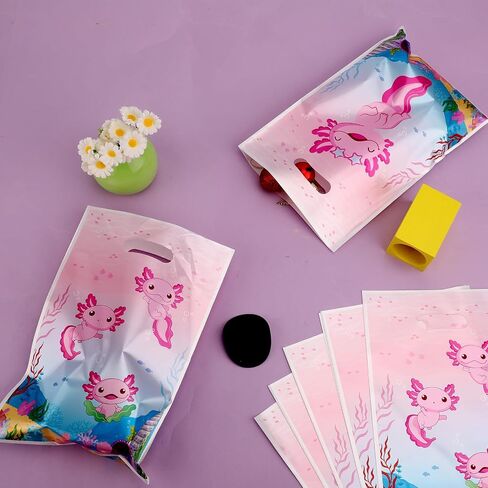 Tinoaly 50pcs Axolotl Party Favor Bags, Amphibian Theme Gift Bag Cute Animals Candy Pouch Axolotl Themed Party Supplies for Baby Girl Birthday Shower Decors Supplies in Saudi Arabia