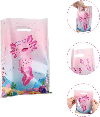 Tinoaly 50pcs Axolotl Party Favor Bags, Amphibian Theme Gift Bag Cute Animals Candy Pouch Axolotl Themed Party Supplies for Baby Girl Birthday Shower Decors Supplies in Saudi Arabia