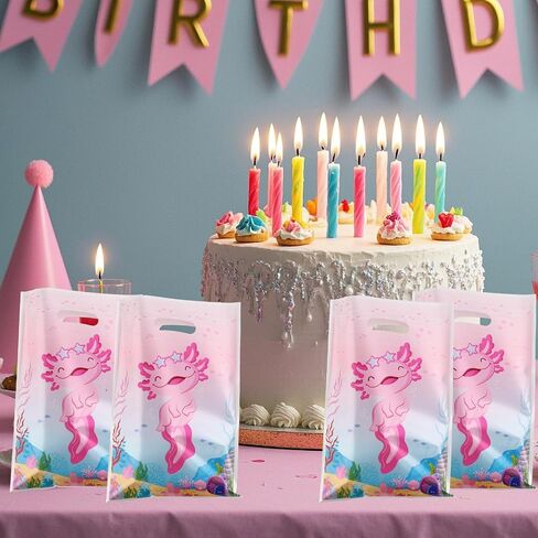 Tinoaly 50pcs Axolotl Party Favor Bags, Amphibian Theme Gift Bag Cute Animals Candy Pouch Axolotl Themed Party Supplies for Baby Girl Birthday Shower Decors Supplies in Saudi Arabia