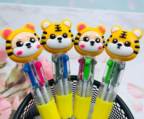 12PCS Tiger Multicolor Pen في أقلام 4 في 1 من الأقلام للأطفال ، أقلامًا متعة ، أقلامًا صغيرة ، حبر كاواي ، أقلام ، طالب عيد ميلاد ، الطالب ، اللوازم المدرسية الحالية ، in Kuwait