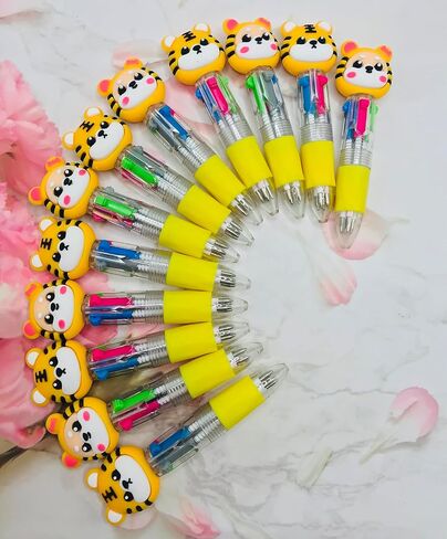 12PCS Tiger Multicolor Pen في أقلام 4 في 1 من الأقلام للأطفال ، أقلامًا متعة ، أقلامًا صغيرة ، حبر كاواي ، أقلام ، طالب عيد ميلاد ، الطالب ، اللوازم المدرسية الحالية ، in Kuwait