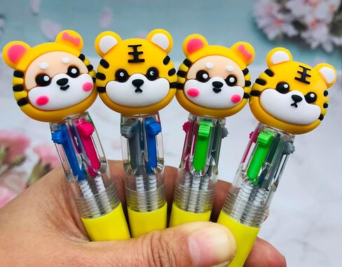 12PCS Tiger Multicolor Pen في أقلام 4 في 1 من الأقلام للأطفال ، أقلامًا متعة ، أقلامًا صغيرة ، حبر كاواي ، أقلام ، طالب عيد ميلاد ، الطالب ، اللوازم المدرسية الحالية ، in Kuwait