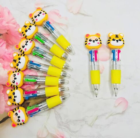 12PCS Tiger Multicolor Pen في أقلام 4 في 1 من الأقلام للأطفال ، أقلامًا متعة ، أقلامًا صغيرة ، حبر كاواي ، أقلام ، طالب عيد ميلاد ، الطالب ، اللوازم المدرسية الحالية ، in Kuwait