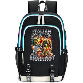 DIOMMELL Funny Italian Characters Brainrot Backpack Canvas Capacity Roomy Backpack Laptop Backpack