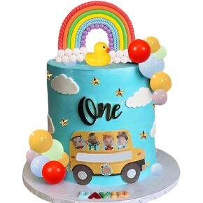 Melon Rainbow Cake Topper, Qoadwem 28pcs Watermelon Baby Theme Rainbow Cake Toppers With Red Blue Balls For Baby Shower Birthday Party Cake Decorations