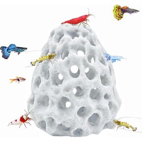 Aquarium Egg Shape Shrimp Hideout with Suction Cup, Fish Tank Betta Cichlid Guppy Breeding Small Fish Larvae Hide Caves,Tiny Fishes Larvae Hiding Shelter