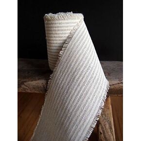 1", 2", 3" Striped Fabric Linen Ribbon Unfinished Edges 5 Yards - Colors (White, 3")