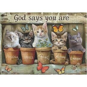 Vintage Cat Puzzles for Adults 1000 Pieces，PICKFORU Retro Religious Puzzles for Adults Butterfly Flower，Difficult Animals Jigsaw Puzzles as Home Decor