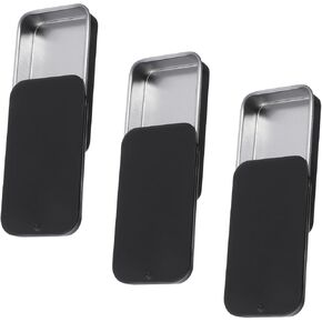 3 Pcs Mini Metal Tin Box, Slide Top Rectangular Empty Hinged Tins Box Mini Portable Home Organizer Containers for Jewelry, Crafts, Gift Card Holder (Black, 2x1x0.4 Inch)