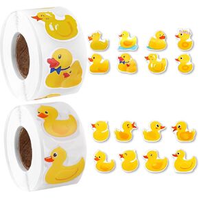 1000pcs Yellow Rubber Duck Stickers, Cute Duck Stickers Decals Decorative Label Decals for Water Bottle Scrapbook Notebook Bag Decoration (2 Roll)
