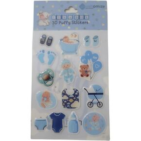 Blue Baby boy Stickers, It's a boy Sticker, Shower Favors, Baby Shower Sticker for Favors, 3D Puffy Effect,14-Piece. (Baby Girl 3D Puffy Stickers)