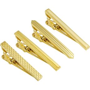 مجموعة مشبك ربطة عنق للرجال، مكونة من 4 قطع من شريط ربطات عنق ذهبي ومشبك دبوس ربط للربطات العادية، مشبك ربطة عنق رجالي فريد من نوعه مناسب لذكرى الزفاف والأعمال المهنية وأفضل الهدايا in Kuwait