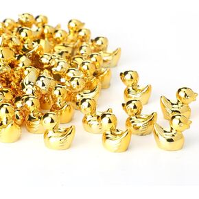 50 Pcs Mini Golden Duck Statue Golden Duck Figurines Micro Garden Landscape Dollhouse Cake Decoration Potted Plants DIY Craft Charms for Party Gift