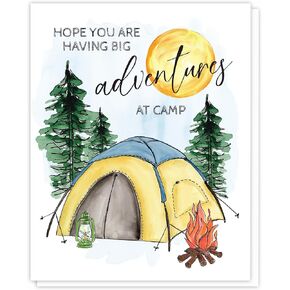 Miss You Summer Camp Card, Cute & Encouraging Mail from Home, Fun Sleepaway Camp Greeting for Kids, Adventure Themed Cards for Boys & Girls, Care Package Note to Send Love & Support, News from Home