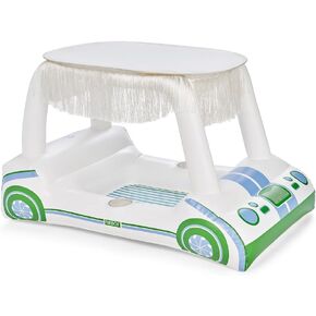 FUNBOY Inflatable Golf Cart Drink Cooler – Floating Pool Accessory with Cup Holders, Detachable Fringe Shade, and Central Cooler Compartment