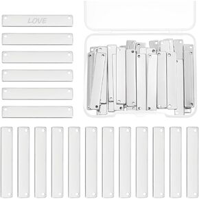 UNICRAFTALE 30 Pcs Stainless Steel Rectangle Connector Charms, 35mm Golden Stamping Blank Tag Pendants, Big Dainty Label Charms for Bracelet Necklace Jewelry Making