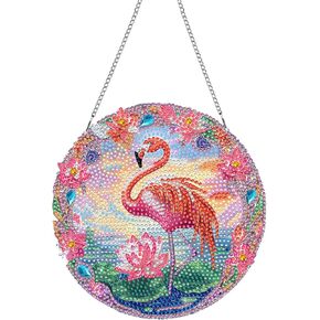 Hanging Diamond Art Kits for Adults Clock – 8x8 Inch Double-Sided Acrylic Board DIY Crystal Diamond Suncatcher Pendant, Sparkling Home Wall or Window Decoration Handmade Gift