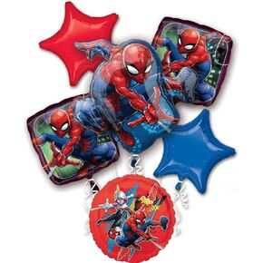 Anagram Spiderman Webbed Wonder Birthday Party Supplies 6 pc Balloon Bouquet Decorations