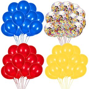 BELMAKS 24 PCS Carnival Party Balloons - 12'' Festival Theme - Red, Blue, Yellow, Multicolor - Birthday Party Decorations