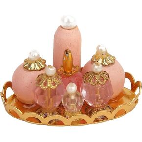 Pink 1/12 Miniature Perfume Tray Dollhouse Decoration Accessories, Doll House Miniature Doll House Perfume Bottles with Tray Nice and Practical Dollhouse Furniture Dollhouse Accessories