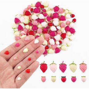 200 Pieces Tiny Strawberry for Dollhouse Miniatures Resin Food for Crafts Mini Strawberry Decor for Dollhouse Mini Kitchen Fairy Garden Micro Landscaping Decoration