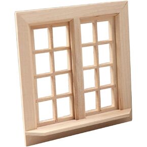 Garneck Miniature Dollhouse Windows Wooden 1:12 Small Window Frame Model Dollhouse Furniture for DIY Craft Decor