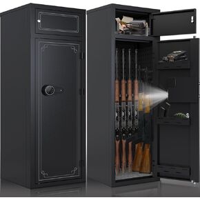 KAER 10-12 Gun Safe,Rifle Gun Safe for Home Rifle and Pistols,Gun Safes & Cabinets,Metal Gun Cabinet for Rifles and Shotguns,Shotguns Rifle Safe with Digital Keypad, Adjustable Shelves (Black)