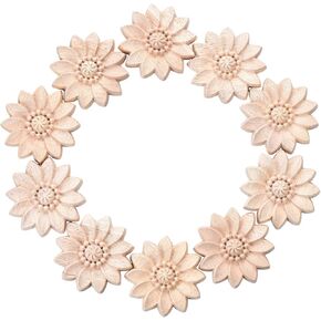 10PCS Wood Carved Flower Appliques Round Carving Craft Decals Onlays for Home Chests Cabinet Door Cupboard Dresser Bed Wall Pew Wardrobe Furniture Decor (Dia-5cm/1.97")