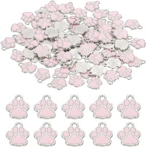 PATIKIL Enamel Dog Paw Print Charms, Lovely Paw Pendant Keychain Charm for Jewelry Making DIY Pet Memorial Gifts