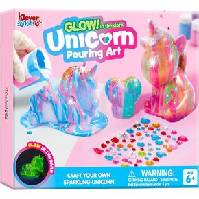 Klever Kits Glow in The Dark Unicorn Pouring Kit- Art and Crafts for Kids Aged 6+ Art Supply Toy, Kids Painting Kit, Unicorn Toy Birthday Gifts for Girls