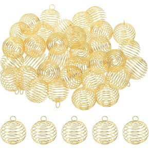 PATIKIL Spiral Bead Cages Pendants, Stainless Steel Spring Holder Necklace Cage Pendants for Jewelry Making Crafting
