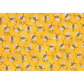Fabric Traditions Bumble Bees Cotton Fabric with Bees Glitter Wings, 1 Yard PRECUT