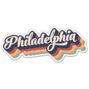 Squiddy Philadelphia Layered Retro Style - Vinyl Sticker for Car, Laptop, Notebook (5" Wide)