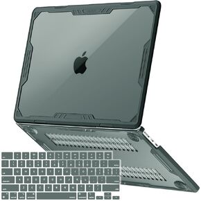 MOSISO Compatible with MacBook Air 13 inch Case 2025-2022 M4 A3240 M3 A3113 M2 A2681, Symmetric Geometric Heavy Duty Hard Case with TPU Bumper&Keyboard Cover for MacBook Air 13.6 inch, Slate Gray