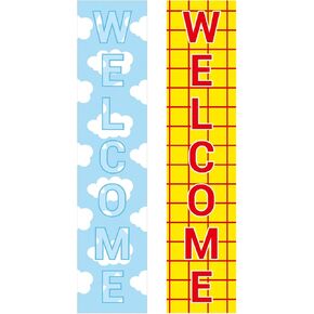 2 Pcs Groovy Back to School Banner Welcome Banner Classroom Welcome Sign First Day of School Teacher Party Supply for Teacher Student Kindergarten Primary 8 x 36 Inch