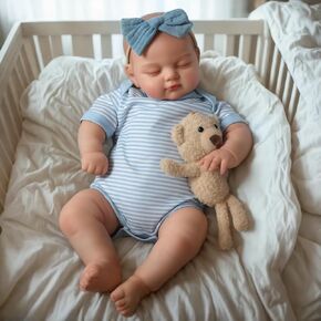 BABESIDE Reborn Baby Doll, 18 Inches Lifelike Realistic Baby Dolls Girl, Adorable Sleeping Realistic Reborn Toddler Dolls That Look Real with Toy & Gift Box for Kids Age 3 +