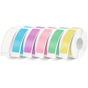 6 Rolls Colored D30 Label Tapes Compatible with Label Maker Model D30 D35, Thermal Sticker Paper 12mm x 40mm (0.47 x 1.57 Inches) Self-Adhesive LabelingTapes for Home Office