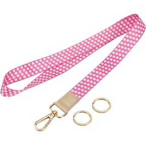 Wisdompro 19.5 inch Neck Lanyard with Metal Swivel Clasp and Rings for Keys, Wallets, Keychain, ID Card Badge Holders, Name Tags - Pink Polka Dots