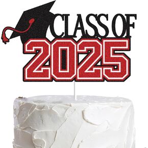 LINGBOOM Class of 2025 Graduation Cake Topper Blue Glitter Grad 2025 Happy Graduation We are So Proud of You Cake Decorations Congrats Grad Party Supplies