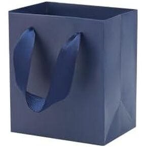 QIELSER 12Pcs Extra Small Gift Bags Bulk, Navy Blue Gift Bags with Handles for Party Favors, Birthday for Boys & Men, Baby Showers (Navy Blue, 4"x2.75"x4.5")