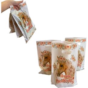 LYK 30PCS Horse Party Favor Bags Pony Themed Plastic Horse Treat goody Bags Horse and Pony Goodie Bags with Handles for Horse and Pony Themed Party Supplies