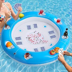 40 inchs Diameter Oversized Round Floating Table for Pool,Inflatable Pool Trays, Floating Tray for or Game Table,Inflatable Game for Indoor Outdoor Beach Summer Parties