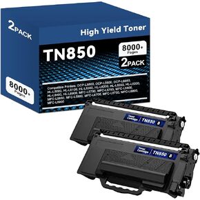 TN850 2PK High Yield Toner Cartridge (2X 8,000 Pages) Compatible for Brother TN850 TN-850 Toner Cartridges for Brother HL-L6200dw HL-L5200dw MFC-L5850dw MFC-L5700dw MFC-L5900dw Printers (Color:Black)