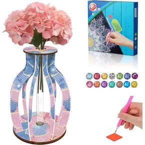 Diamond Art Painting Test Tube Vase with ABS Test Tubes Hydroponic Planter DIY Mandala Flower Pot for Home Office Wedding Decor Unique Gift Idea (Mandala)
