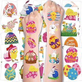 Easter Tattoos for Kids - Easter Basket Essentials Bulk - Egg Fillers Stickers for Boys Girls,Kids Easter Gifts Toys for Teens | Easter Games Crafts Party Favors for Adults(80 Pack)