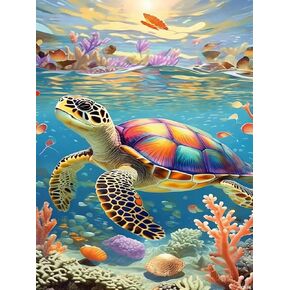 Sea Turtle Diamond Painting Kits for Adults - Underwater Ocean Scene - DIY 5D Diamond Painting Kits (12x16 inch)
