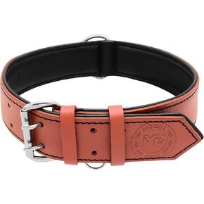 Genuine Leather Dog Collar, Full Grain, Heavy Duty Wide Dog Collar for Small, Medium, Large and Extra Large Breeds,(Natural Brown, M (Fit Neck Size 0.98" Wide for 13.50"-17.50"))