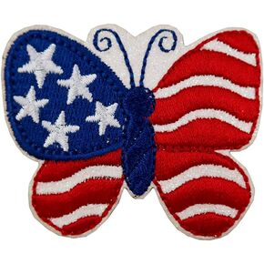 Cute-Patch Patriotic USA Flag Butterfly Embroidered Iron on Patch